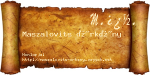 Maszalovits Örkény névjegykártya
